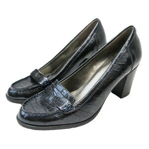 Vintage 90s Bandolino Croc Penny Loafer Pumps